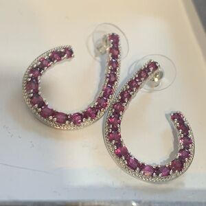 Glamorous Orissa Rhodolite Garnet Platinum Plated Sterling Silver Pave Earrings